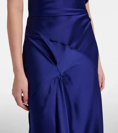 Victoria Beckham Draped asymmetric satin midi dress | Thumbnail 5 Victoria Beckham Draped asymmetric satin midi dress | Thumbnail 5