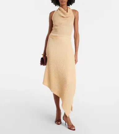 Victoria Beckham Draped knitted cotton-blend crop top | Thumbnail 2