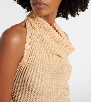 Victoria Beckham Draped knitted cotton-blend crop top | Thumbnail 5
