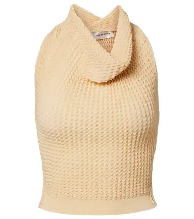 Victoria Beckham Draped knitted cotton-blend crop top | Thumbnail 1