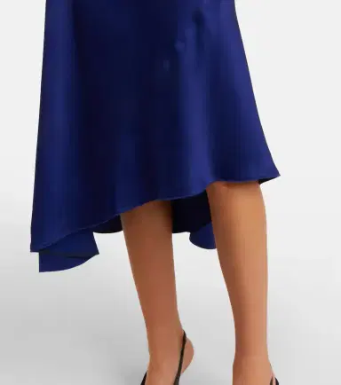 Victoria Beckham Asymmetric gathered crêpe satin midi dress | Thumbnail 2