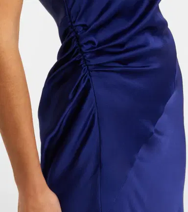 Victoria Beckham Asymmetric gathered crêpe satin midi dress | Thumbnail 5