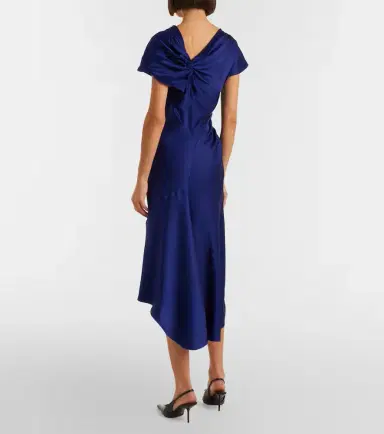 Victoria Beckham Asymmetric gathered crêpe satin midi dress | Thumbnail 6