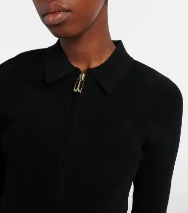 Victoria Beckham Mila ribbed-knit zip-up top | Thumbnail 3