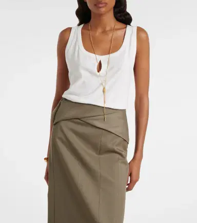 Victoria Beckham Split cotton and linen tank top | Thumbnail 2