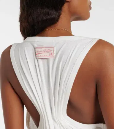 Victoria Beckham Split cotton and linen tank top | Thumbnail 5