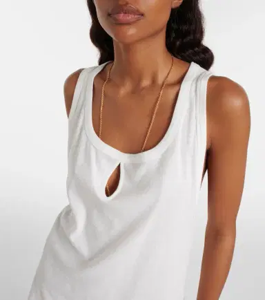 Victoria Beckham Split cotton and linen tank top | Thumbnail 6