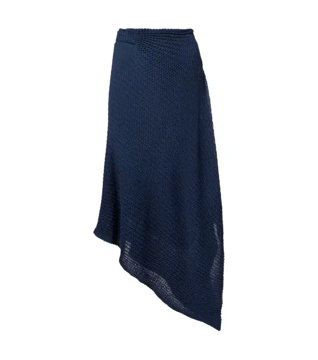 Victoria Beckham Draped knitted cotton-blend midi skirt