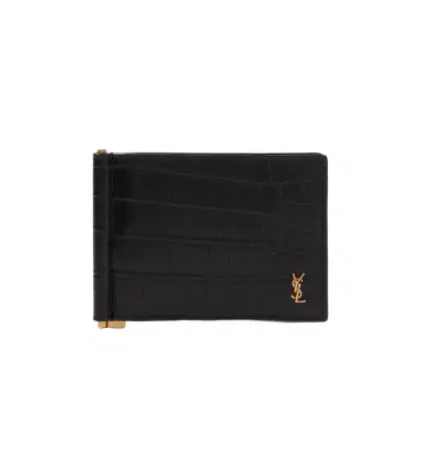 Saint Laurent Tiny Cassandre croc-effect leather wallet | Thumbnail 1