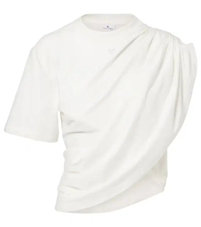 Courrèges Ruched asymmetric cotton jersey T-shirt