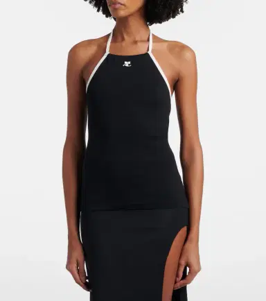 Courrèges Courrèges Logo tie-back cotton halterneck top | Thumbnail 2