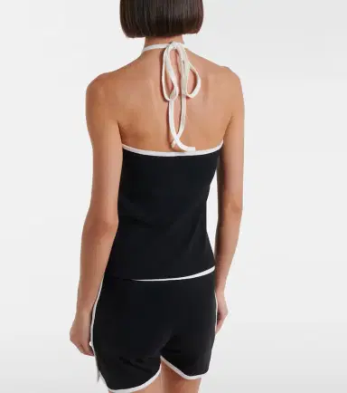 Courrèges Courrèges Logo tie-back cotton halterneck top | Thumbnail 3