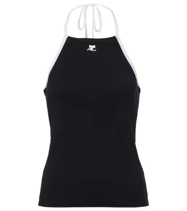 Courrèges Courrèges Logo tie-back cotton halterneck top | Thumbnail 1