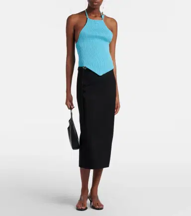 Courrèges Courrèges Pointy ribbed-knit halterneck top | Thumbnail 3