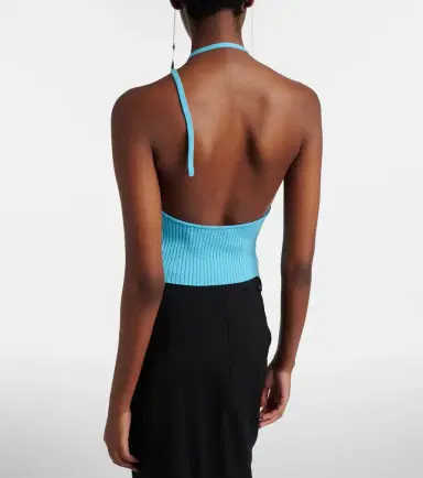Courrèges Courrèges Pointy ribbed-knit halterneck top | Thumbnail 4