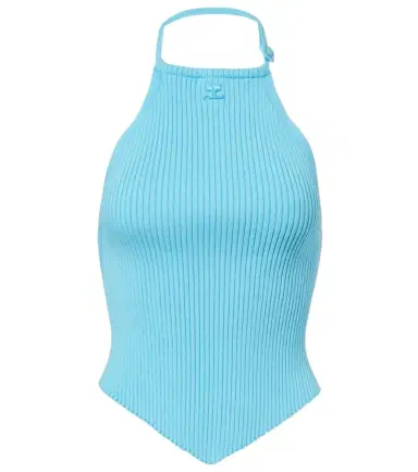 Courrèges Courrèges Pointy ribbed-knit halterneck top | Thumbnail 1