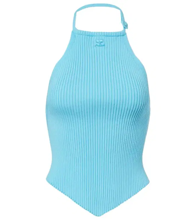Courreges Courrèges Pointy ribbed-knit halterneck top