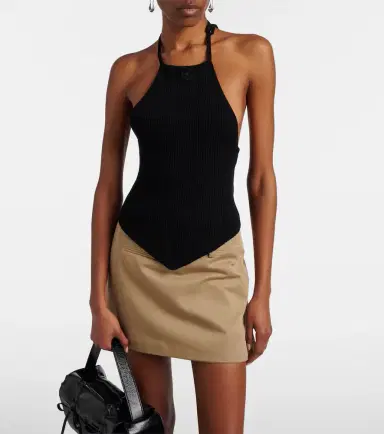 Courrèges Courrèges Pointy ribbed-knit halterneck top | Thumbnail 2