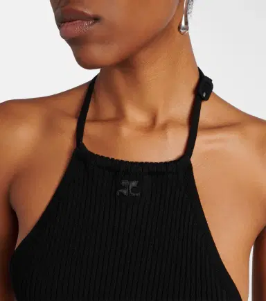 Courrèges Courrèges Pointy ribbed-knit halterneck top | Thumbnail 3