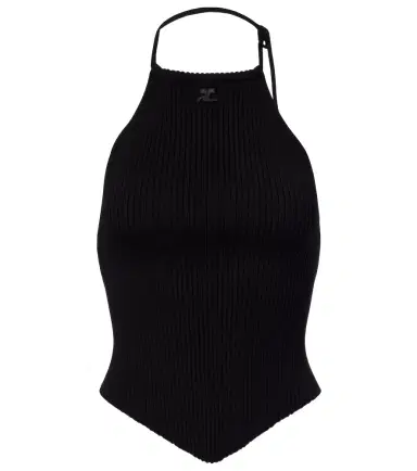 Courrèges Courrèges Pointy ribbed-knit halterneck top | Thumbnail 1