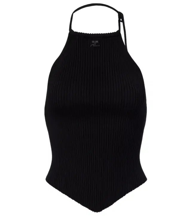 Courreges Courrèges Pointy ribbed-knit halterneck top