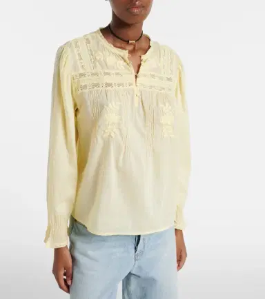 Velvet Byrdie lace-trimmed cotton blouse | Thumbnail 4