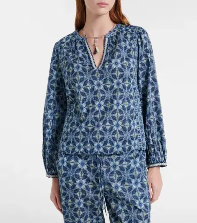Velvet Claudie printed cotton blouse | Thumbnail 2