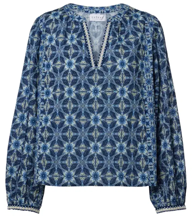 Velvet Claudie printed cotton blouse