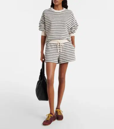 Velvet Amy striped cotton jersey shorts | Thumbnail 3