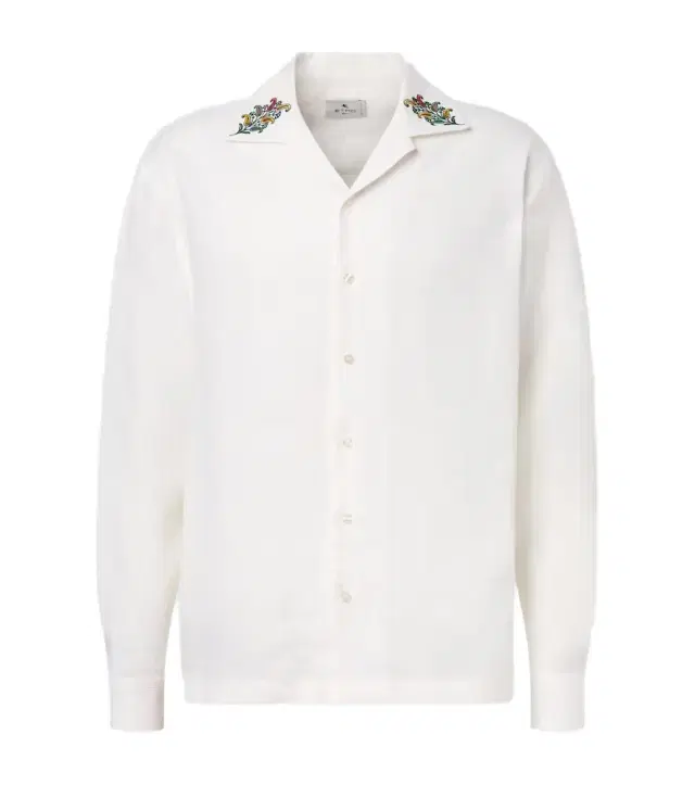 Etro Paisley embroidered linen shirt