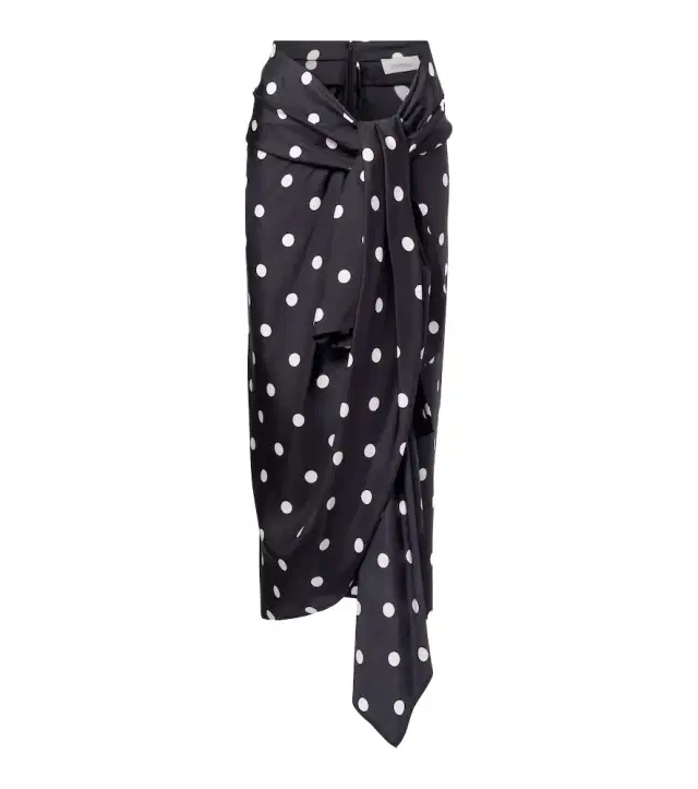Polka-dot silk satin wrap skirt