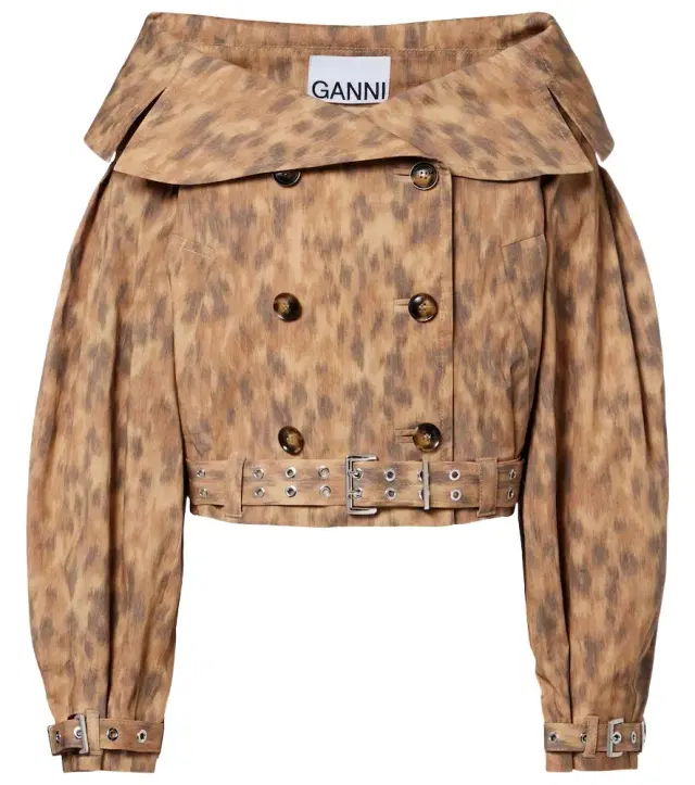 Ganni Printed cotton-blend jacket
