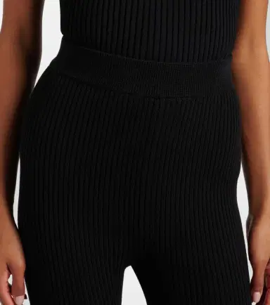 Ganni Crochet-trimmed ribbed cotton-blend capri pants | Thumbnail 4
