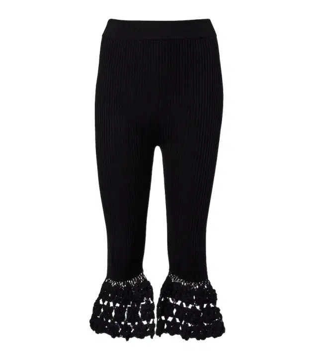 Ganni Crochet-trimmed ribbed cotton-blend capri pants