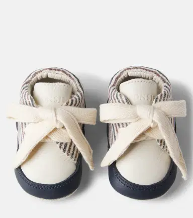 DONSJE Baby Pluksel leather-trimmed striped booties | Thumbnail 3