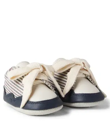 DONSJE Baby Pluksel leather-trimmed striped booties | Thumbnail 1