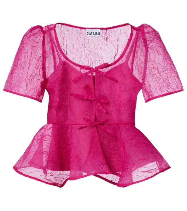Ganni Organza peplum top