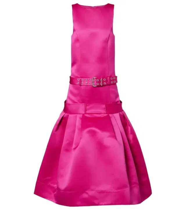 Ganni Belted satin midi dress