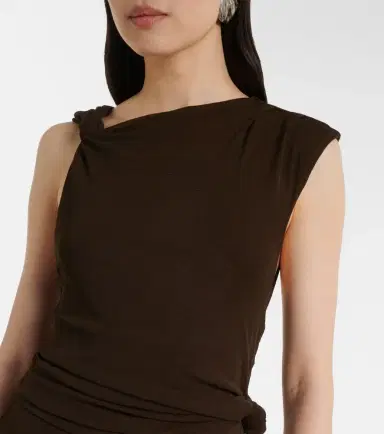 Ganni Asymmetric draped mesh midi dress | Thumbnail 5