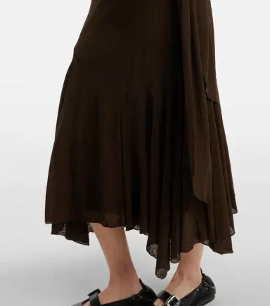 Ganni Asymmetric draped mesh midi dress | Thumbnail 6