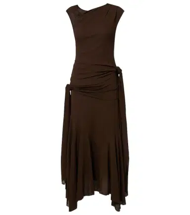 Ganni Asymmetric draped mesh midi dress | Thumbnail 1