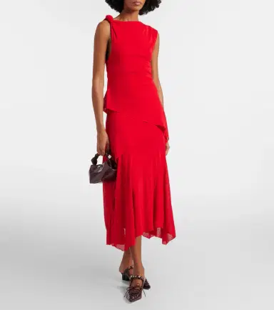 Ganni Draped asymmetric midi dress | Thumbnail 3