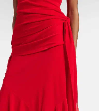Ganni Draped asymmetric midi dress | Thumbnail 4
