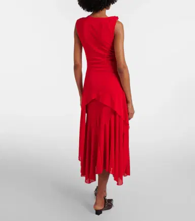 Ganni Draped asymmetric midi dress | Thumbnail 5
