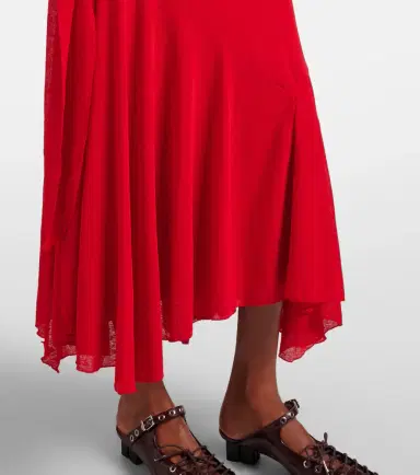 Ganni Draped asymmetric midi dress | Thumbnail 6