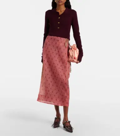 Ganni Printed organza wrap skirt | Thumbnail 2