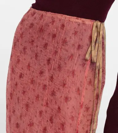 Ganni Printed organza wrap skirt | Thumbnail 6