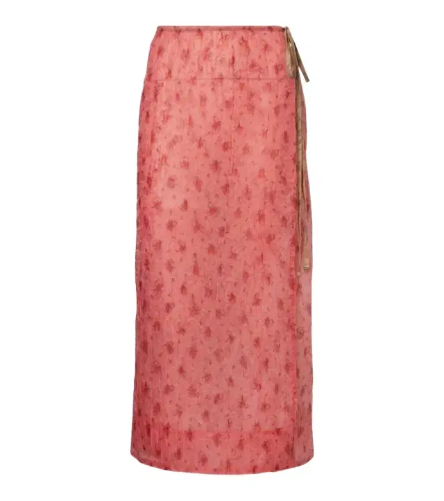 Ganni Printed organza wrap skirt