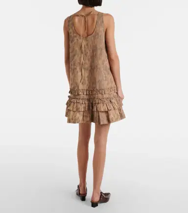 Ganni Ruffled printed cotton minidress | Thumbnail 3