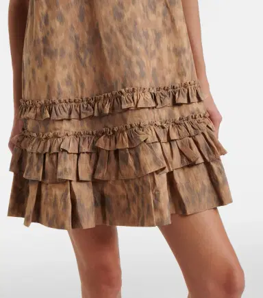 Ganni Ruffled printed cotton minidress | Thumbnail 6